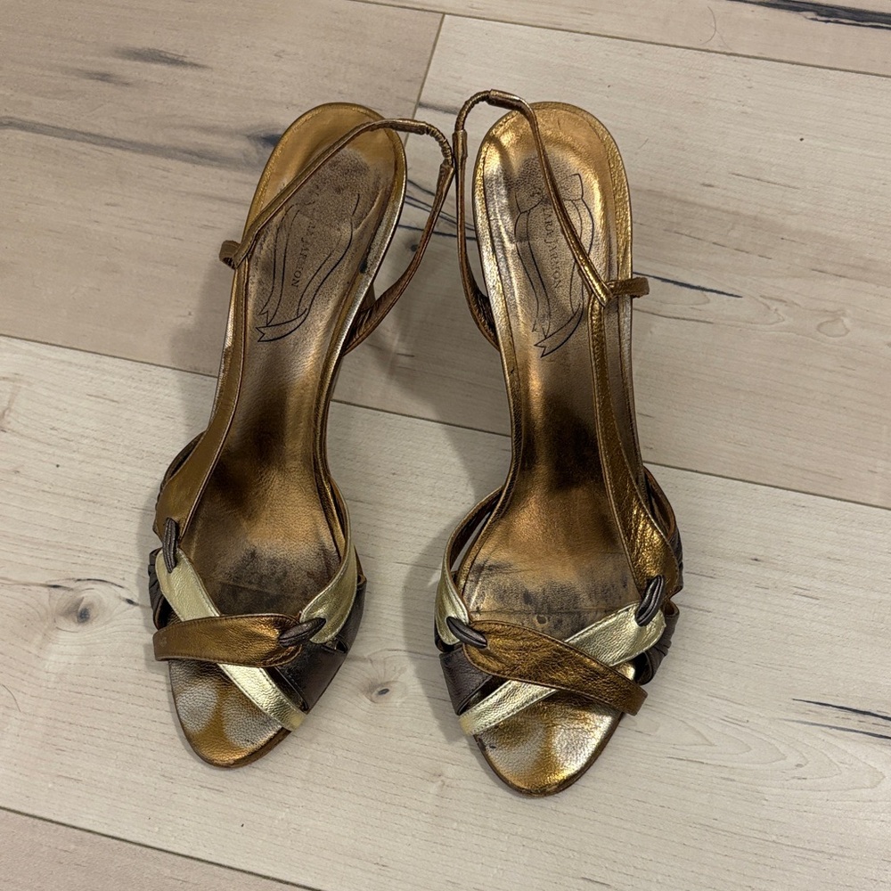 Tara Jarmon Gold and Brown Heels